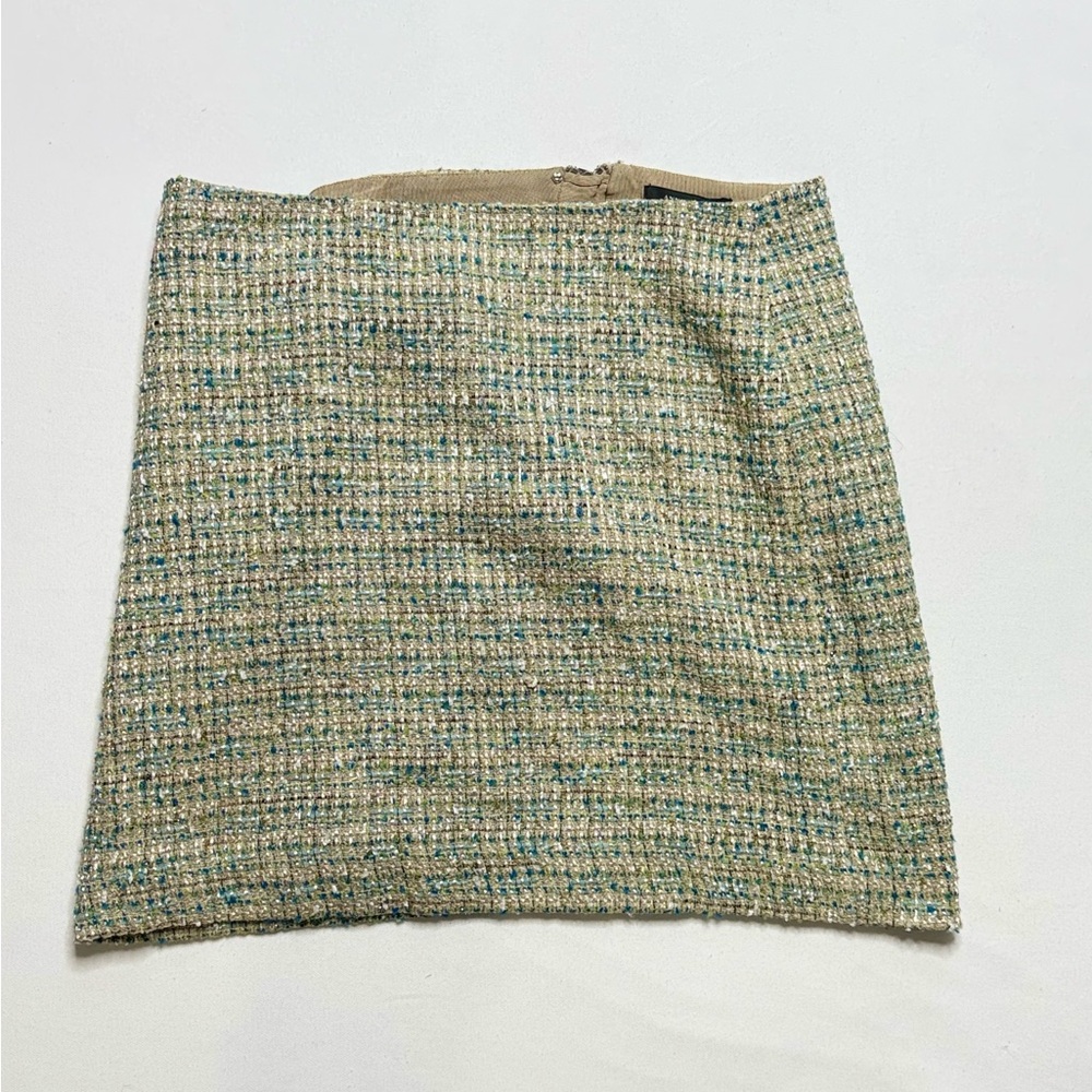 Ann Taylor Teal and Gold  Mini Pencil Skirt Size 8 Preppy Academia